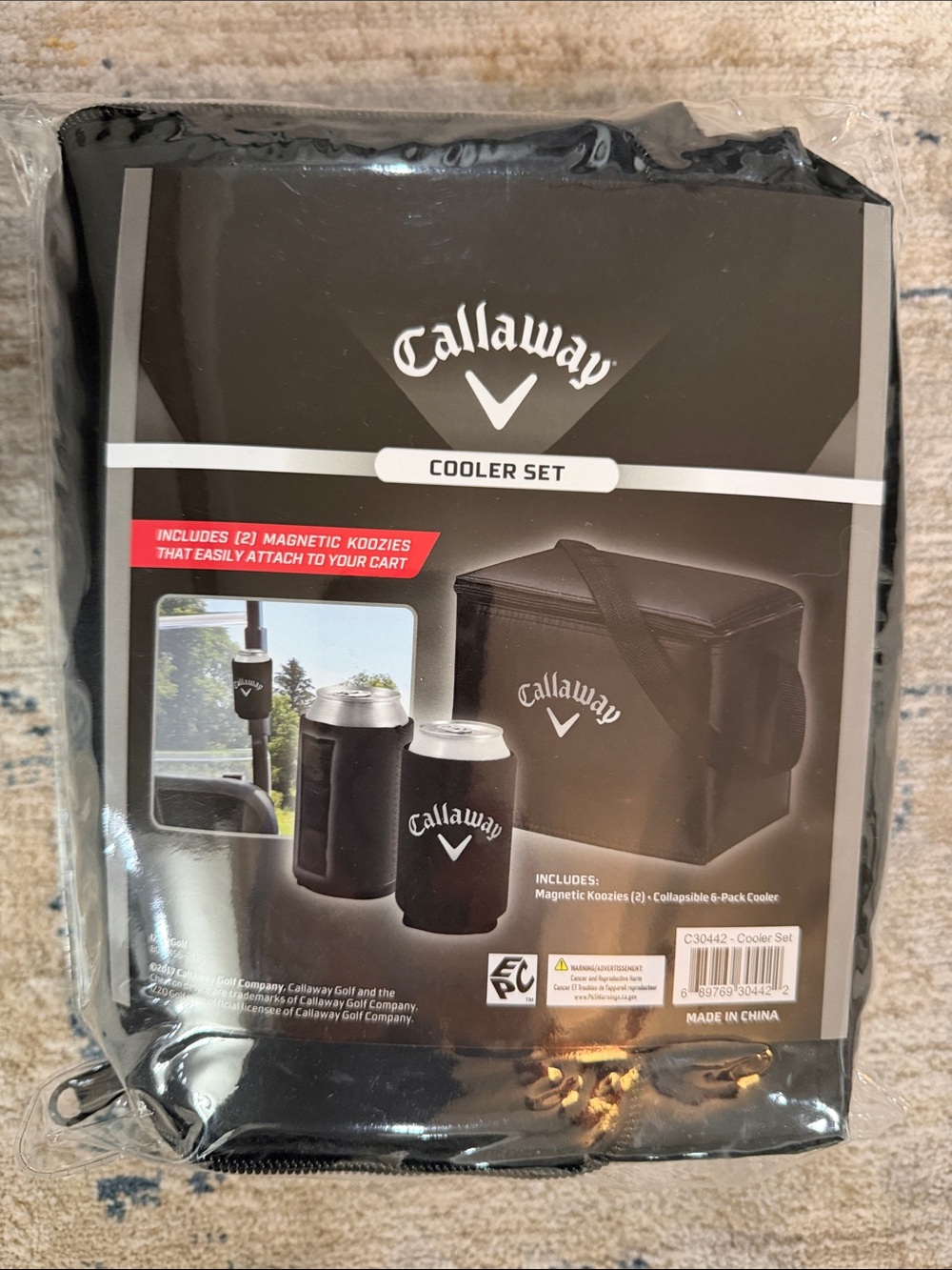 Callaway insulated cooler set with two magnetic koozies, new in package